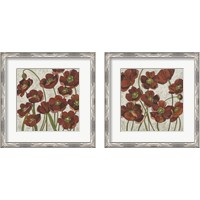 Framed 'Sangria Poppies 2 Piece Framed Art Print Set' border=