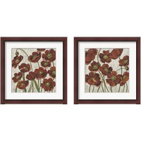 Framed 'Sangria Poppies 2 Piece Framed Art Print Set' border=