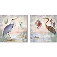 Framed 'Waterside Birds 2 Piece Art Print Set' border=