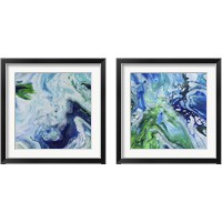 Framed 'Blue Lagoon Abstract 2 Piece Framed Art Print Set' border=