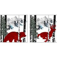 Framed 'Winter Wildlife 2 Piece Art Print Set' border=