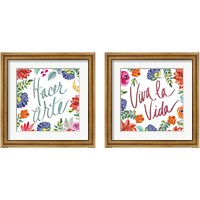 Framed 'Fridas Flower Fancy 2 Piece Framed Art Print Set' border=