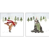 Framed 'Woodland Christmas 2 Piece Art Print Set' border=