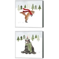 Framed 'Woodland Christmas 2 Piece Canvas Print Set' border=