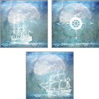 Framed 'Sail Away 3 Piece Art Print Set' border=