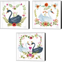 Framed 'Swan Love 3 Piece Canvas Print Set' border=