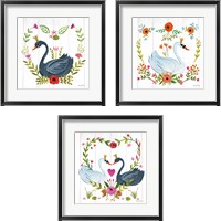 Framed 'Swan Love 3 Piece Framed Art Print Set' border=
