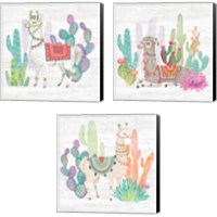 Framed 'Lovely Llamas 3 Piece Canvas Print Set' border=