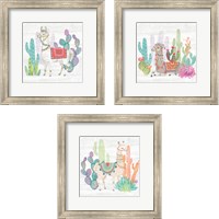 Framed 'Lovely Llamas 3 Piece Framed Art Print Set' border=