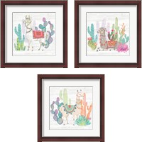 Framed 'Lovely Llamas 3 Piece Framed Art Print Set' border=