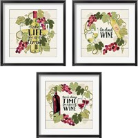 Framed 'Wine and Friends 3 Piece Framed Art Print Set' border=