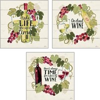 Framed 'Wine and Friends 3 Piece Art Print Set' border=