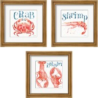 Framed 'Beach House Kitchen 3 Piece Framed Art Print Set' border=