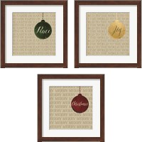 Framed 'Christmas Ornaments 3 Piece Framed Art Print Set' border=