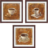 Framed 'Coffee Time on Wood 3 Piece Framed Art Print Set' border=