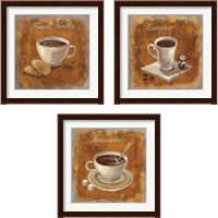 Framed 'Coffee Time on Wood 3 Piece Framed Art Print Set' border=