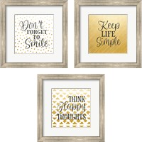 Framed 'Don't Forget to Smile 3 Piece Framed Art Print Set' border=