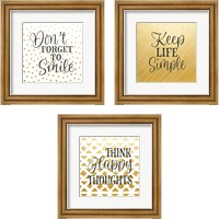 Framed 'Don't Forget to Smile 3 Piece Framed Art Print Set' border=
