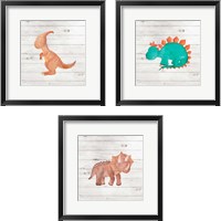 Framed 'Water Color Dino  3 Piece Framed Art Print Set' border=