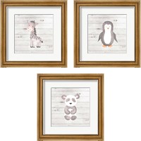 Framed 'Water Color Animal 3 Piece Framed Art Print Set' border=