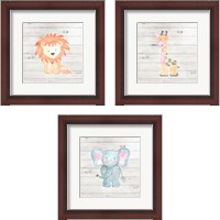 Framed 'Water Color Animal 3 Piece Framed Art Print Set' border=