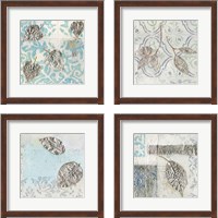 Framed 'Gracefully Blue 4 Piece Framed Art Print Set' border=