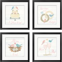 Framed 'Lovebirds  4 Piece Framed Art Print Set' border=