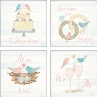 Framed 'Lovebirds  4 Piece Art Print Set' border=