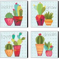 Framed 'Southwest Cactus 4 Piece Canvas Print Set' border=