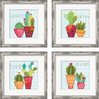 Framed 'Southwest Cactus 4 Piece Framed Art Print Set' border=