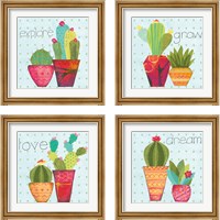 Framed 'Southwest Cactus 4 Piece Framed Art Print Set' border=