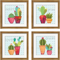 Framed 'Southwest Cactus 4 Piece Framed Art Print Set' border=