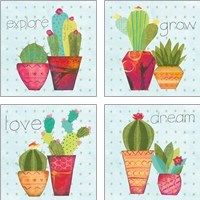 Framed Southwest Cactus 4 Piece Art Print Set