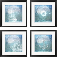 Framed 'Sail Away 4 Piece Framed Art Print Set' border=