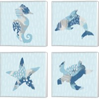 Framed 'Coastal Cool 4 Piece Canvas Print Set' border=