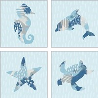 Framed 'Coastal Cool 4 Piece Art Print Set' border=