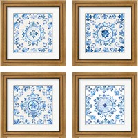 Framed Artisan Medallions White/Blue 4 Piece Framed Art Print Set