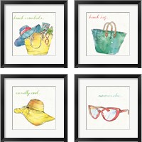 Framed 'Surfs Up 4 Piece Framed Art Print Set' border=