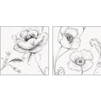 Framed 'Blossom Sketches 2 Piece Art Print Set' border=