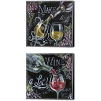 Framed 'Chalkboard Wine 2 Piece Canvas Print Set' border=