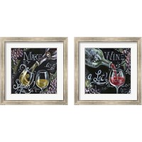Framed 'Chalkboard Wine 2 Piece Framed Art Print Set' border=