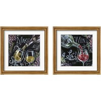 Framed 'Chalkboard Wine 2 Piece Framed Art Print Set' border=