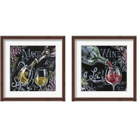 Framed 'Chalkboard Wine 2 Piece Framed Art Print Set' border=