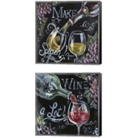 Framed 'Chalkboard Wine 2 Piece Canvas Print Set' border=
