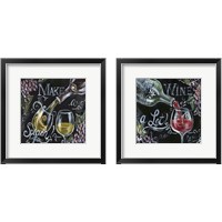 Framed 'Chalkboard Wine 2 Piece Framed Art Print Set' border=