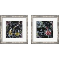 Framed 'Chalkboard Wine 2 Piece Framed Art Print Set' border=