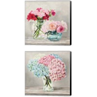 Framed 'Fleurs et Vases Blanc 2 Piece Canvas Print Set' border=