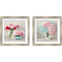 Framed 'Fleurs et Vases Blanc 2 Piece Framed Art Print Set' border=