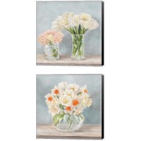 Framed 'Fleurs et Vases Aquamarine 2 Piece Canvas Print Set' border=