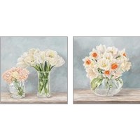 Framed 'Fleurs et Vases Aquamarine 2 Piece Art Print Set' border=